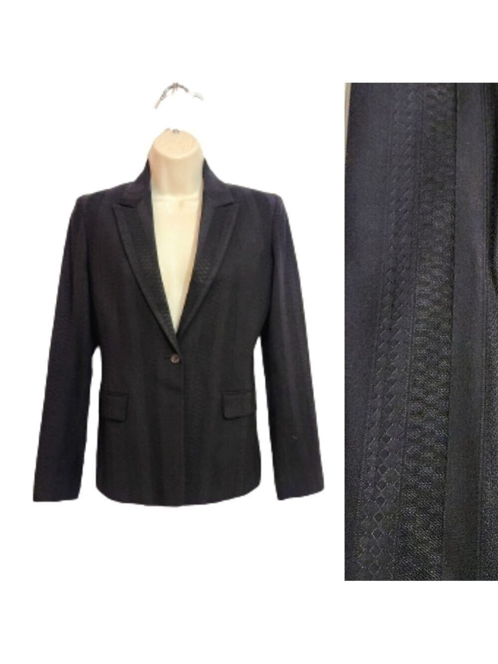 Elie Tahari Black Textured Blazer Jacket